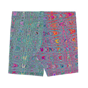 Spandex Shorts | Abstract Kaleidoscopic Retro Boomerang Waves