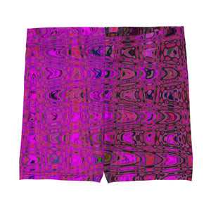 Spandex Shorts | Abstract Magenta Retro Boomerang Waves