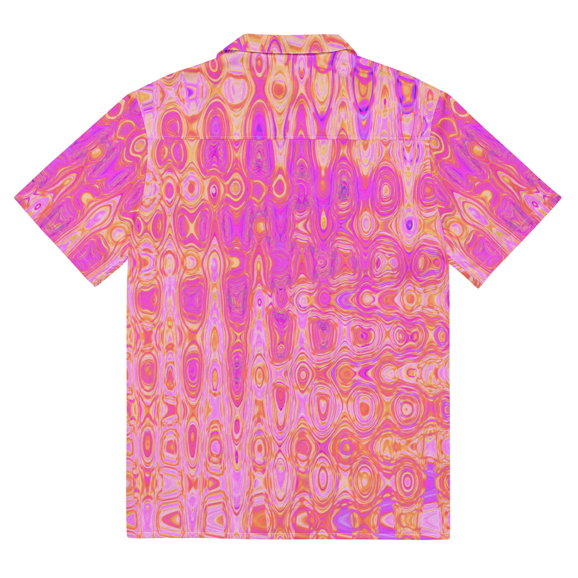 Unisex Button Shirt | Cool Abstract Pink and Magenta Atomic Retro Zigzags