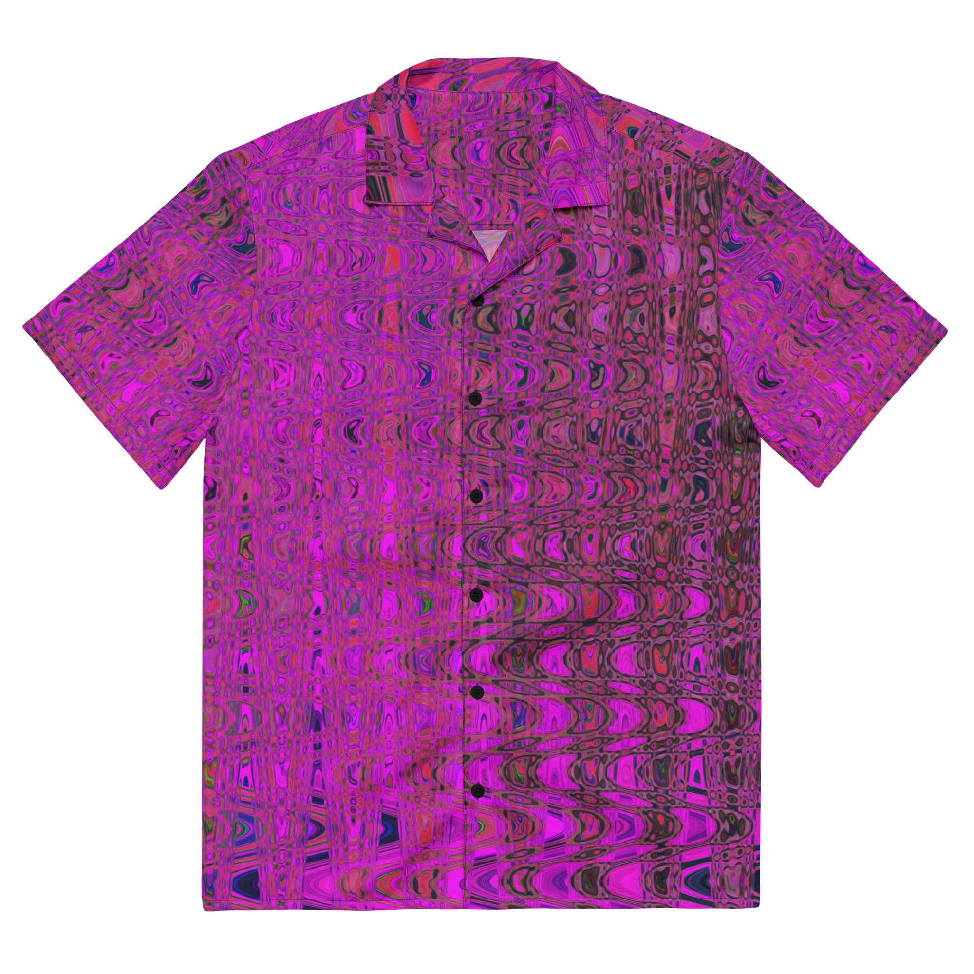 Unisex Button Shirt | Abstract Magenta Retro Boomerang Waves