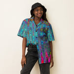 Unisex Button Shirt | Trippy Sky Blue Abstract Retro Atomic Waves