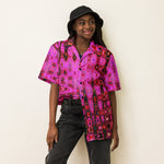 Unisex Button Shirt | Cool Abstract Pink and Black Atomic Retro Zigzags