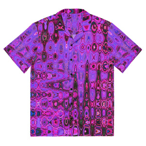 Unisex Button Shirt | Cool Abstract Purple and Black Atomic Retro Zigzags