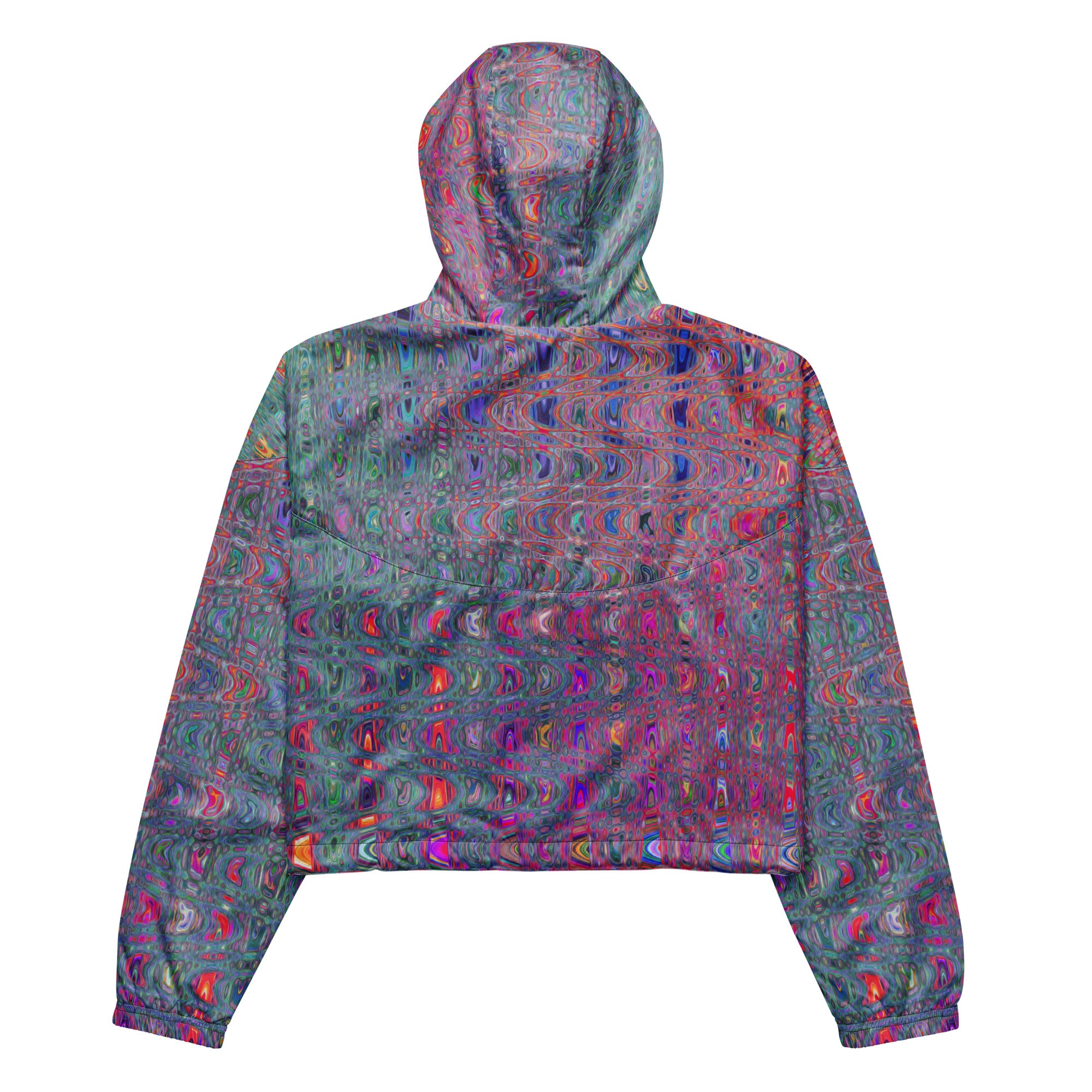 Women’s Cropped Windbreaker | Abstract Kaleidoscopic Retro Boomerang Waves