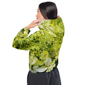 Women’s Cropped Windbreaker | Elegant Chartreuse Green Limelight Hydrangea