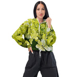 Women’s Cropped Windbreaker | Elegant Chartreuse Green Limelight Hydrangea