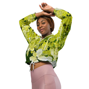 Women’s Cropped Windbreaker | Elegant Chartreuse Green Limelight Hydrangea