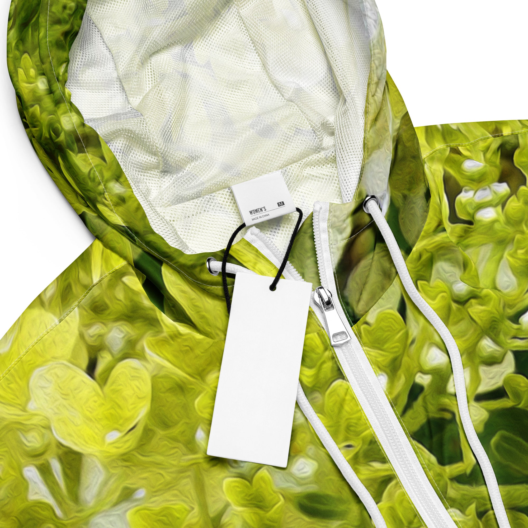 Women’s Cropped Windbreaker | Elegant Chartreuse Green Limelight Hydrangea