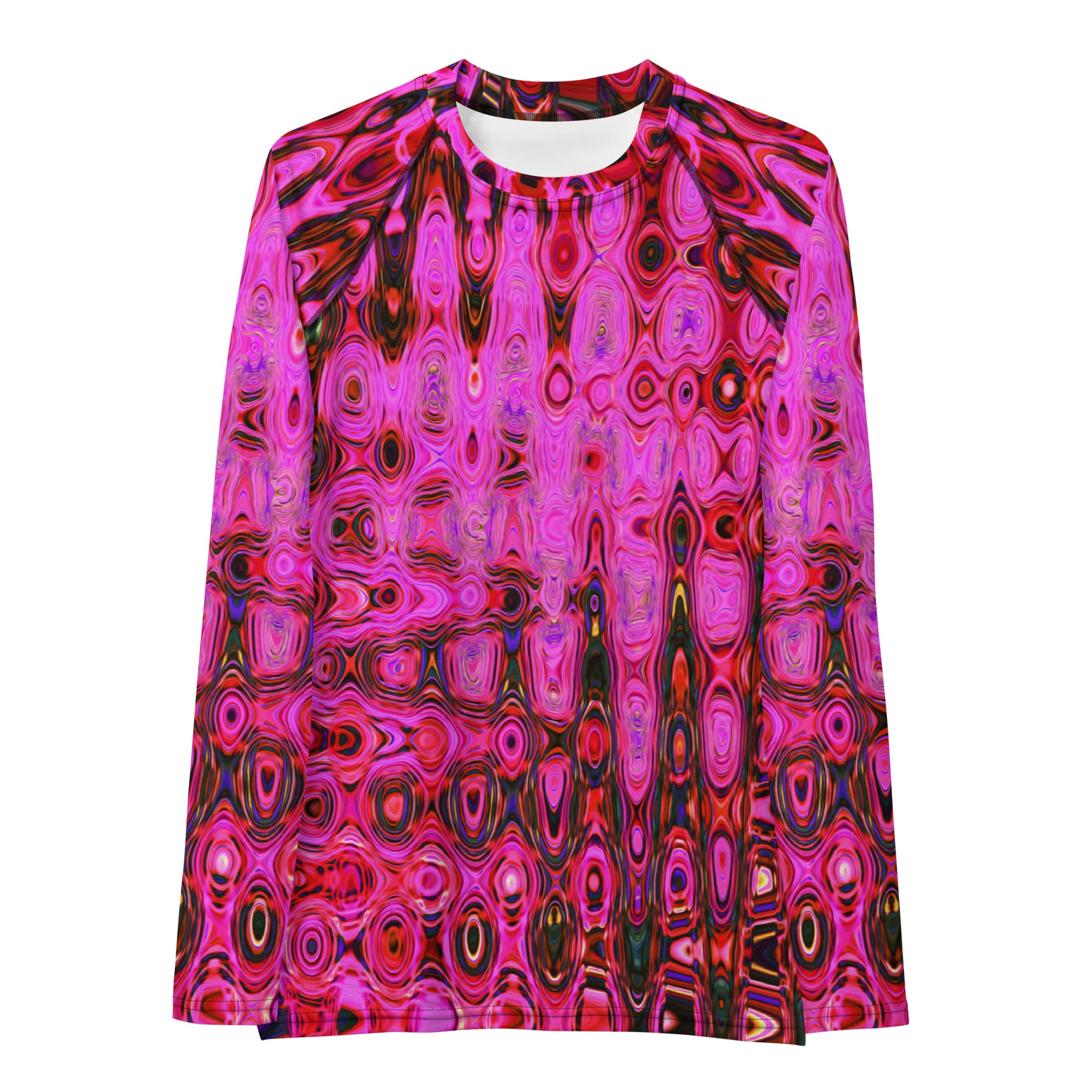 Women's Rash Guard Shirts | Cool Abstract Pink and Black Atomic Retro Zigzags