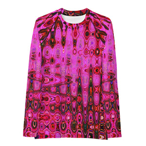 Women's Rash Guard Shirts | Cool Abstract Pink and Black Atomic Retro Zigzags