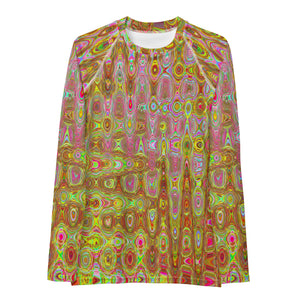 Women's Rash Guard Shirts | Cool Abstract Yellow and Gold Atomic Retro Zigzags