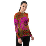 Women's Rash Guard Shirts - Hot Pink Groovy Abstract Retro Liquid Swirl