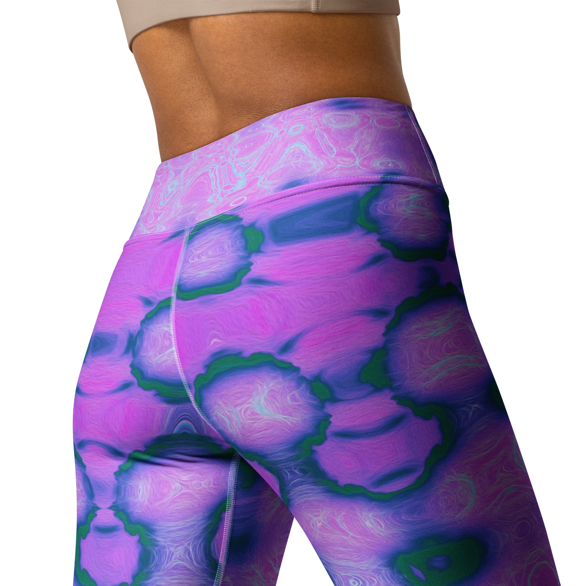 Yoga Leggings for Women | Abstract Hot Pink Wavy Tie Dye Clouds