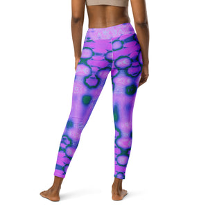 Yoga Leggings for Women | Abstract Hot Pink Wavy Tie Dye Clouds