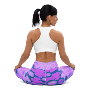 Yoga Leggings for Women | Abstract Hot Pink Wavy Tie Dye Clouds