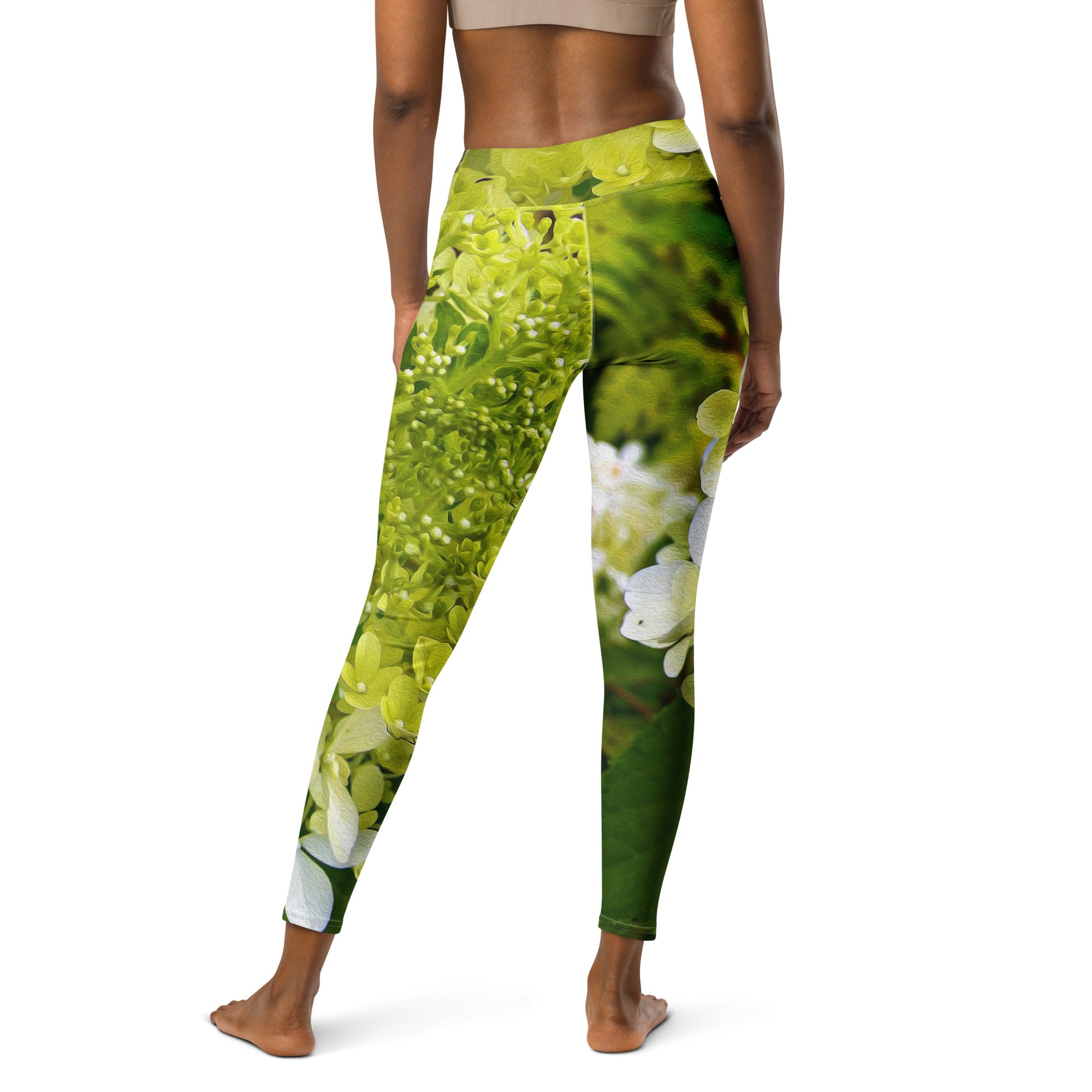 Yoga Leggings for Women | Elegant Chartreuse Green Limelight Hydrangea