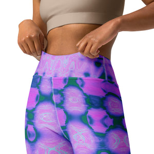 Yoga Leggings for Women | Abstract Hot Pink Wavy Tie Dye Clouds