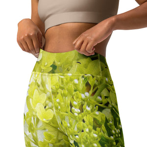 Yoga Leggings for Women | Elegant Chartreuse Green Limelight Hydrangea