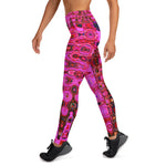 Yoga Leggings for Women | Cool Abstract Pink and Black Atomic Retro Zigzags