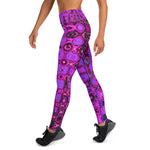 Yoga Leggings for Women | Cool Abstract Purple and Black Atomic Retro Zigzags