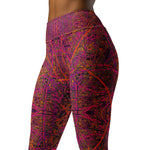 Yoga Leggings for Women - Cool Hot Pink Abstract Branch Pattern