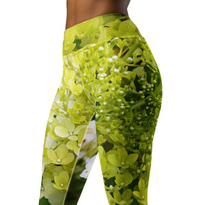 Yoga Leggings for Women | Elegant Chartreuse Green Limelight Hydrangea