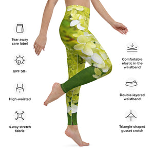 Yoga Leggings for Women | Elegant Chartreuse Green Limelight Hydrangea