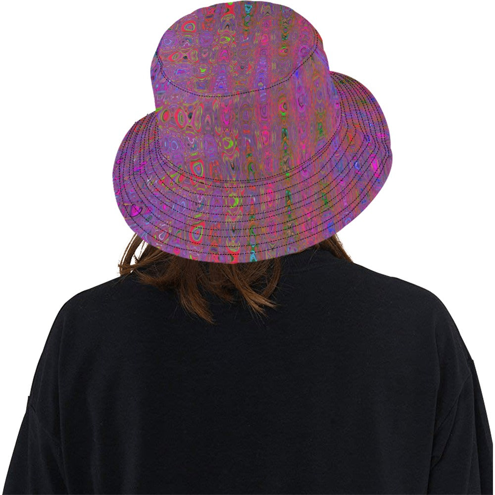 Bucket Hats | Psychedelic Groovy Magenta Retro Atomic Waves