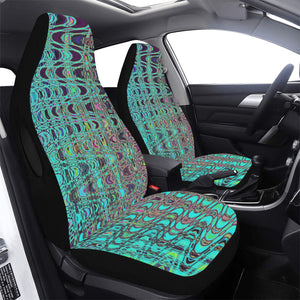 Car Seat Covers | Abstract Kaleidoscopic Aqua Retro Boomerang Waves