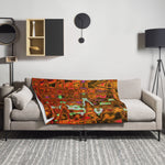 Throw Blankets | Cosmic Abstract Orange and Black Retro Ripples