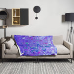 Throw Blankets | Cosmic Abstract Purple and White Retro Ripples