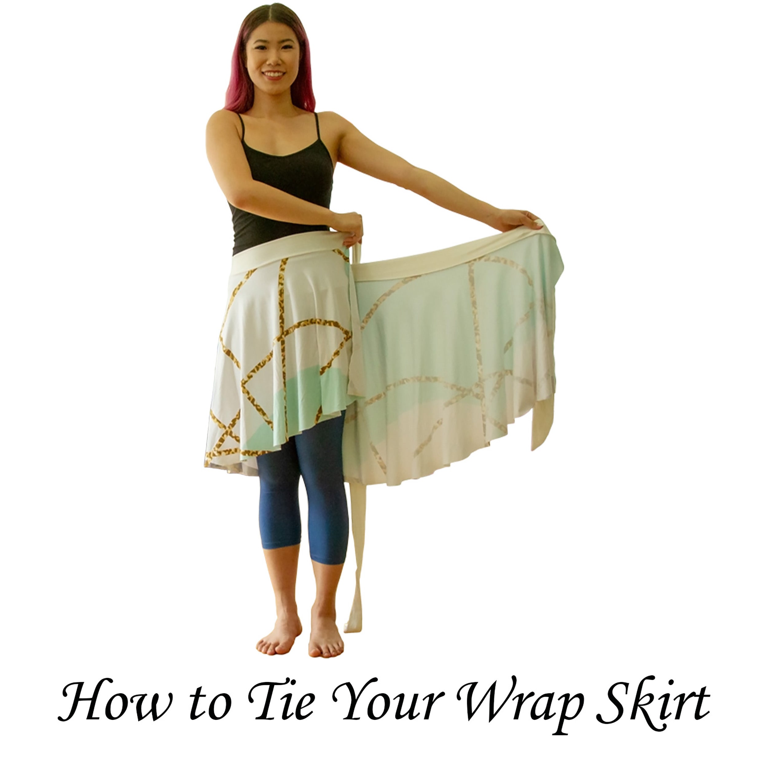 Artsy Wrap Skirt, Groovy Abstract Aqua and Navy Lava Swirl