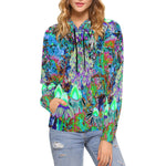 Hoodies for Women, Psychedelic Purple and Lime Green Garden Flowers