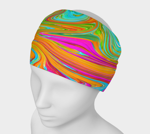 Neck Gaiter Headbands, Blue, Orange and Hot Pink Groovy Abstract Retro Art