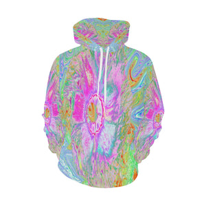 Hoodies for Women, Psychedelic Hot Pink and Ultra-Violet Hibiscus