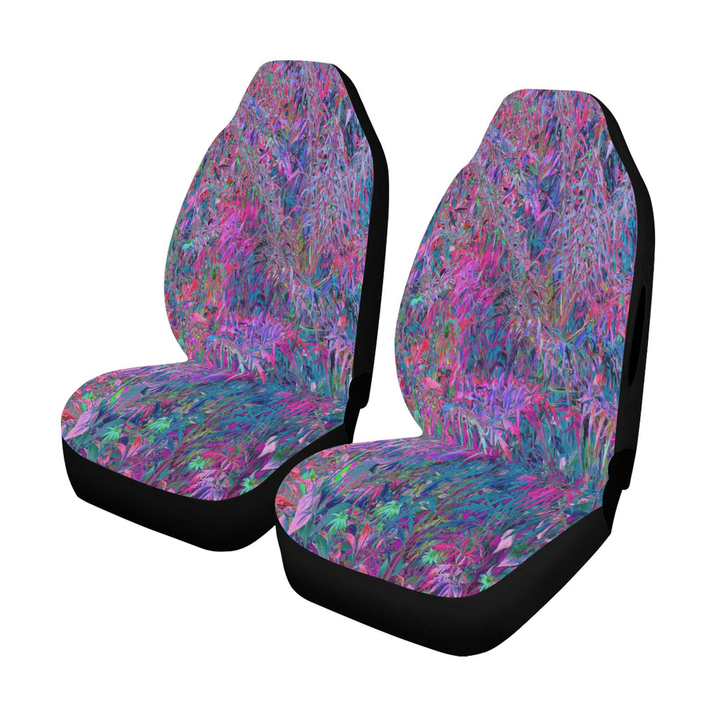 Car Seat Covers, Abstract Psychedelic Rainbow Colors Foliage Garden