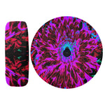 Spare Tire Cover with Backup Camera Hole - Dramatic Crimson Red, Purple and Black Dahlia - Small