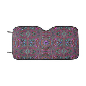 Auto Sun Shades, Trippy Seafoam Green and Magenta Abstract Pattern