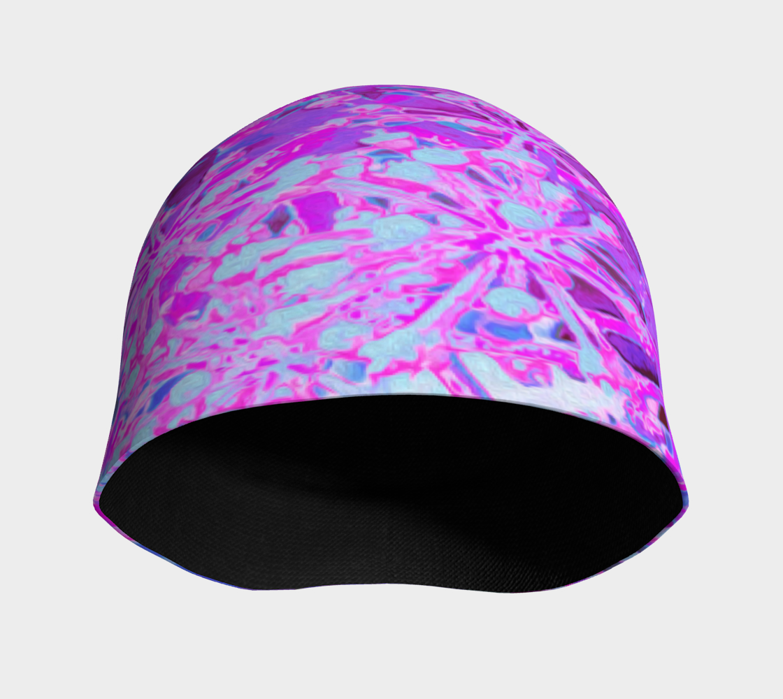 Beanie Hat, Cool Abstract Retro Nature in Hot Pink and Purple