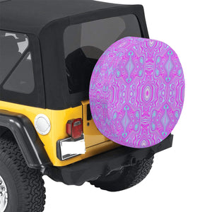 Spare Tire Covers, Trippy Hot Pink and Aqua Blue Abstract Pattern - Medium