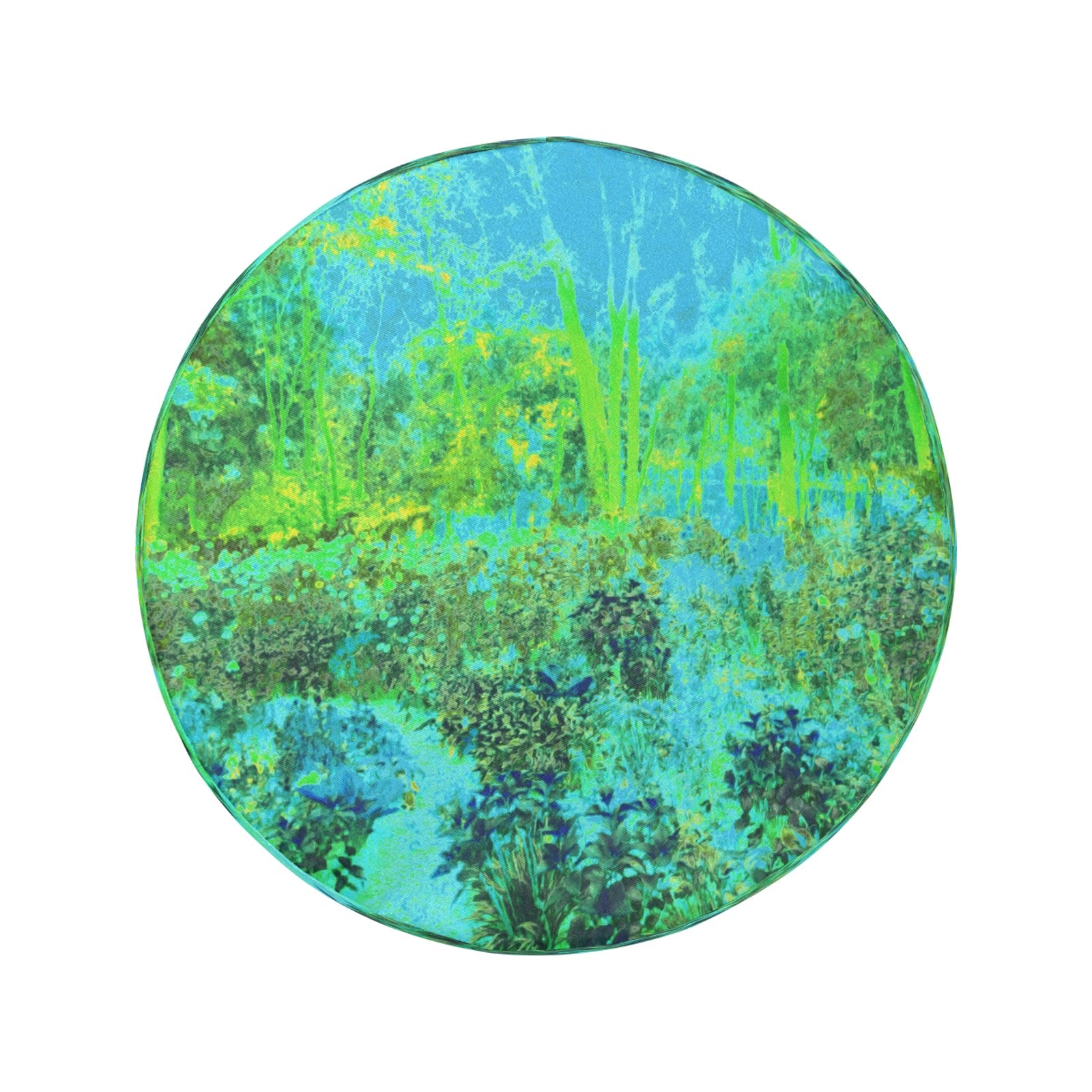 Spare Tire Covers, Trippy Lime Green and Blue Impressionistic Landscape - Large