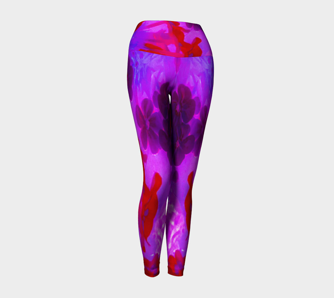 Artsy Yoga Leggings, Pretty Purple and Red Garden Phlox Flowers
