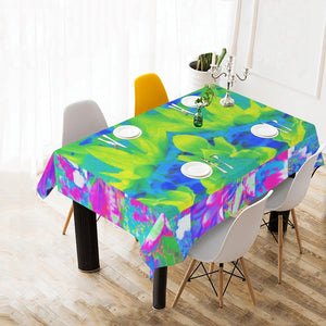 Tablecloths for Rectangle Tables, Abstract Patchwork Sunflower Garden Collage