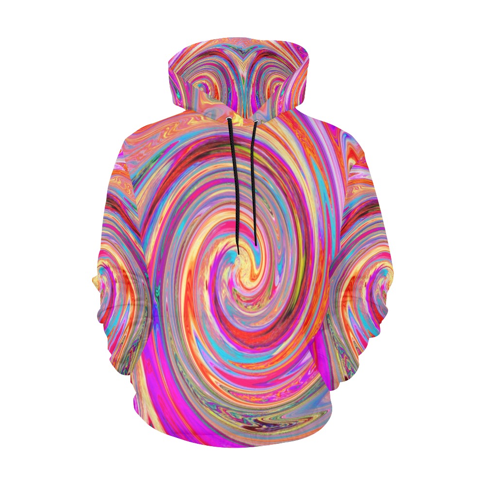 Hoodies for Men, Colorful Rainbow Swirl Retro Abstract Design