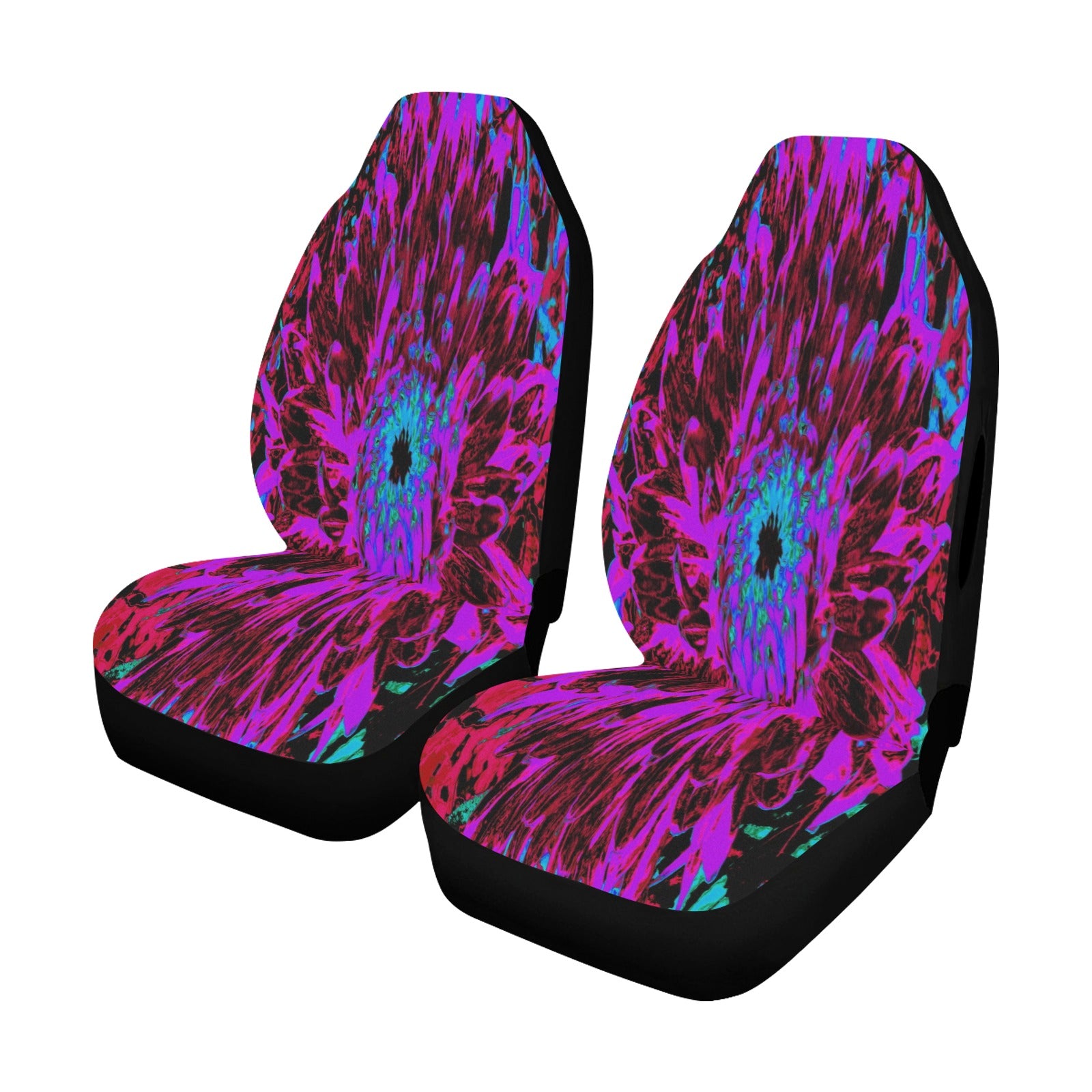 Car Seat Covers, Dramatic Crimson Red, Purple and Black Dahlia