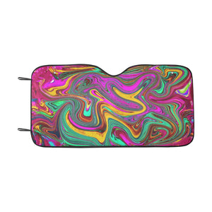 Auto Sun Shades, Marbled Hot Pink and Sea Foam Green Abstract Art