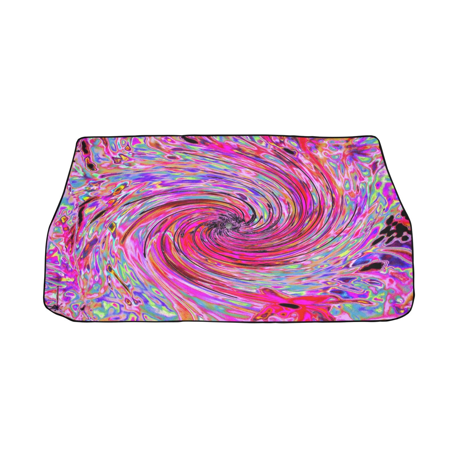 Car Umbrella Sunshades, Cool Abstract Retro Hot Pink and Red Floral Swirl