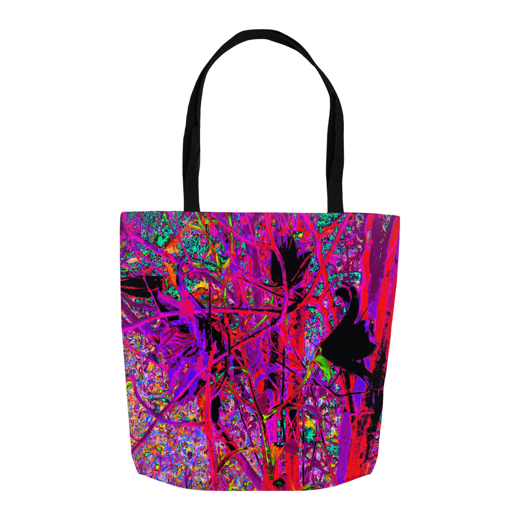 Tote Bags, Trippy Abstract Rainbow Oriental Lily Flowers