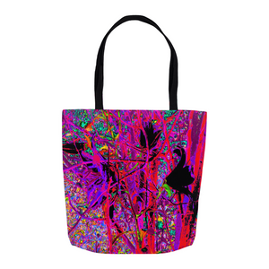 Tote Bags, Trippy Abstract Rainbow Oriental Lily Flowers