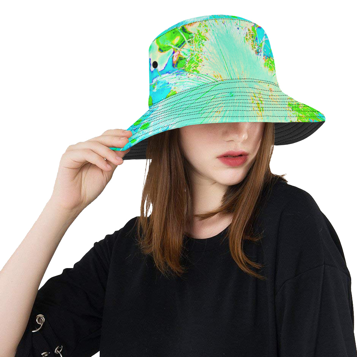 Bucket Hats, Psychedelic Aqua and Lime Green Milkweed